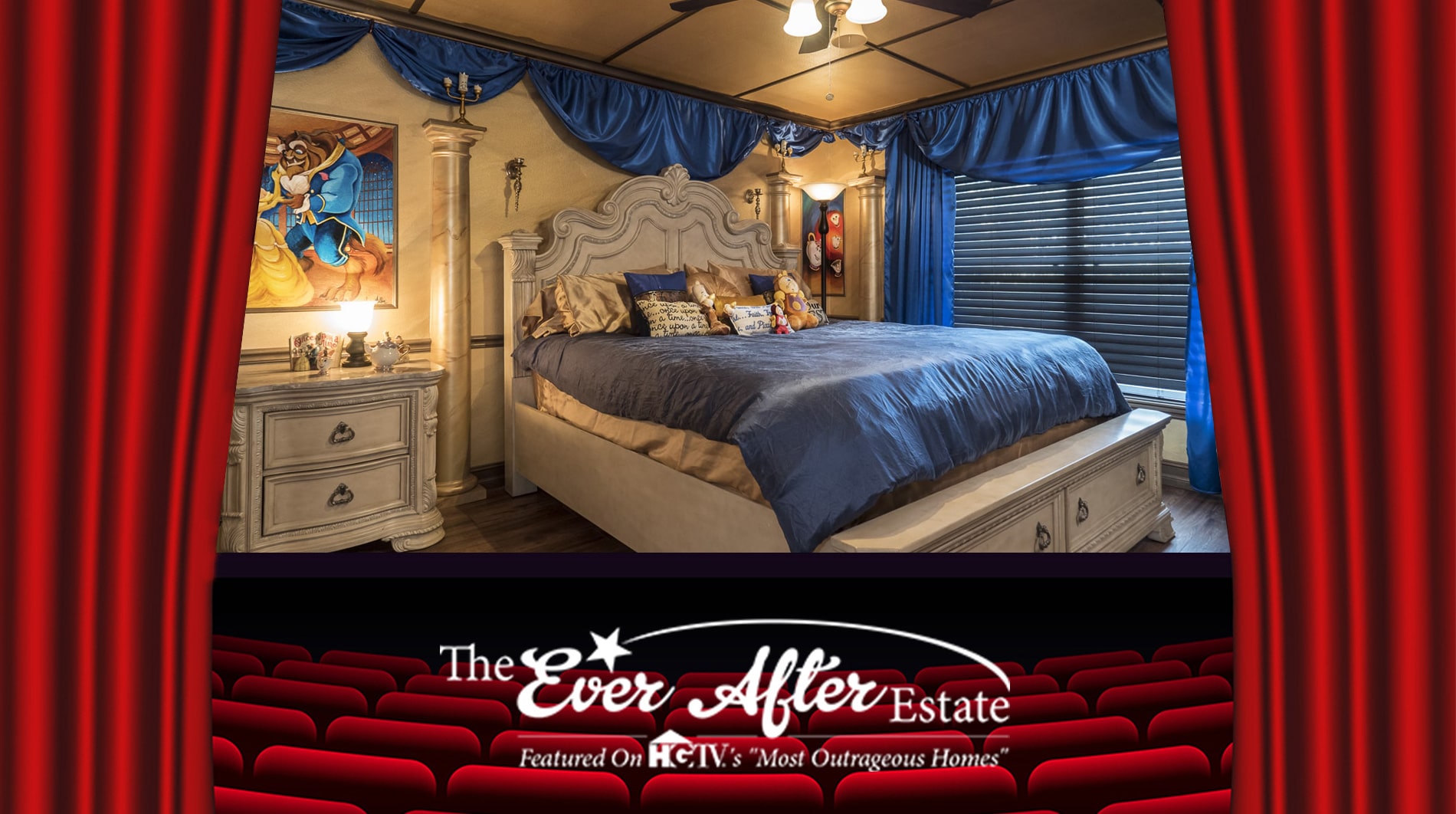 beauty and the beast bedroom in vacation rental home near Disney and Orlando