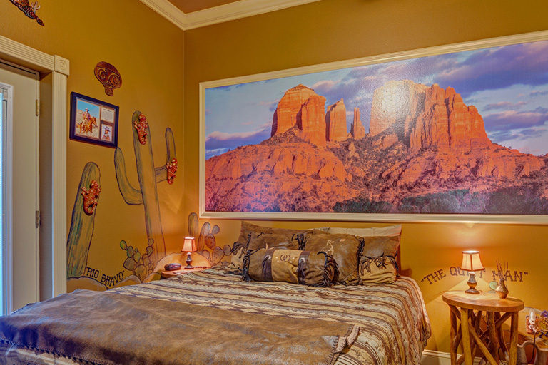 check out the john wayne bedroom at Ever After Estate near Orlando and Disney World